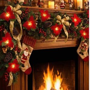 Red Flower Christmas String Lights Indoor/Outdoor 8.5’